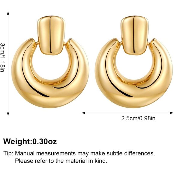 Women's Gold Statement Retro Hoop Dangle Earrings Multiple Styles Jewelry - Picture 3 of 9